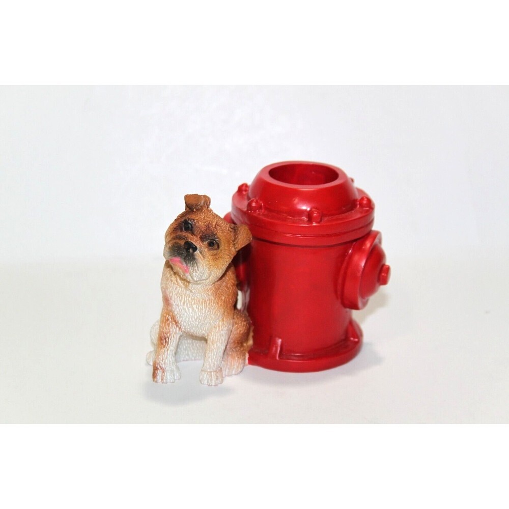 Boxer Puppy Dog Red Fire Hydrant Pencil Holder Office Desk Accessory 3.5"x 2.5"